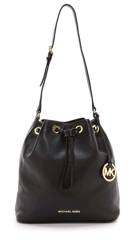 michael kors black and white bucket bag|Michael Kors drawstring bucket bag.